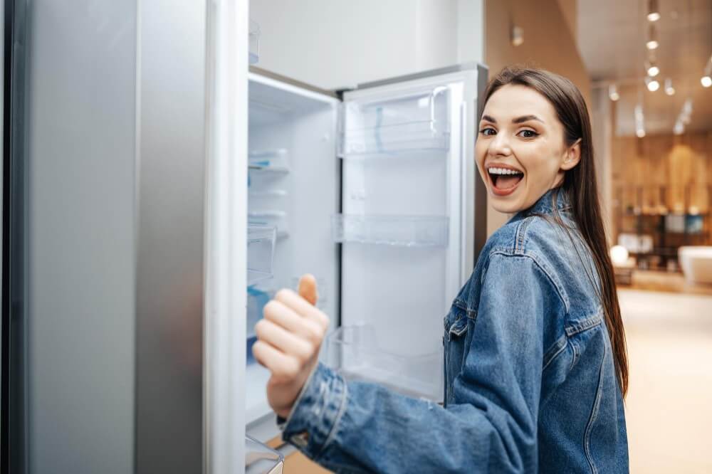 A woman considering commercial freezer for home use