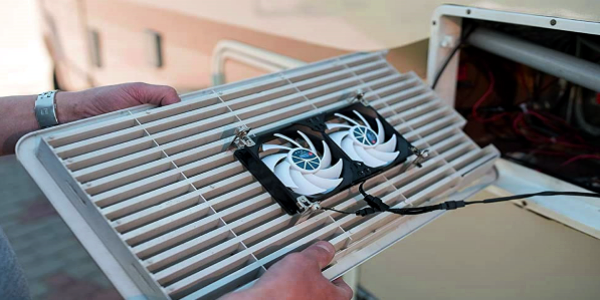 How do you install an RV refrigerator fan